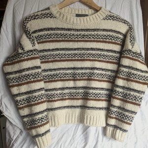 Elsamanda Sweater Wool Cream Stripe Alpaca Knit Pullover